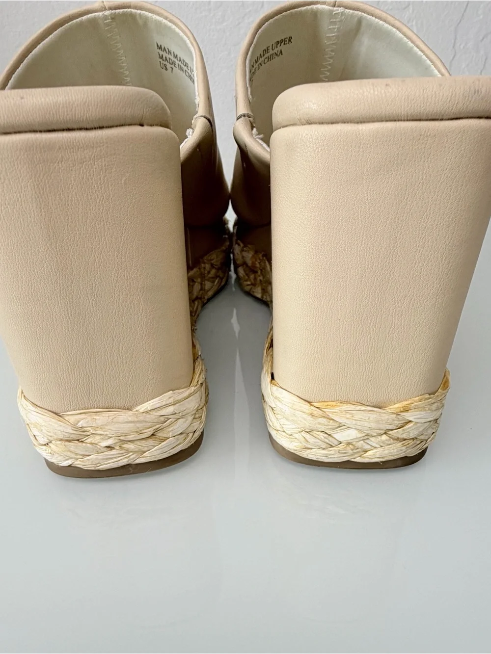 Altar'd State Neutral Beige Platform Espadrille Wedge Slide Sandals Size 7